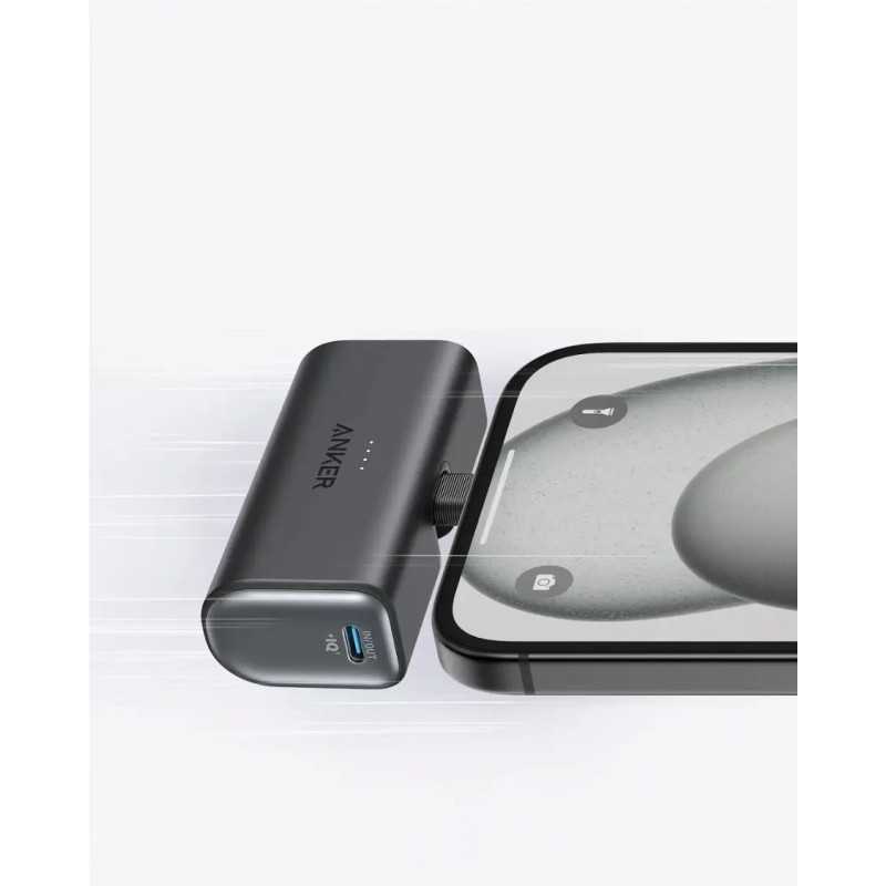 Anker - Nano Power Bank with Built-in Foldable USB-C Connector - Black