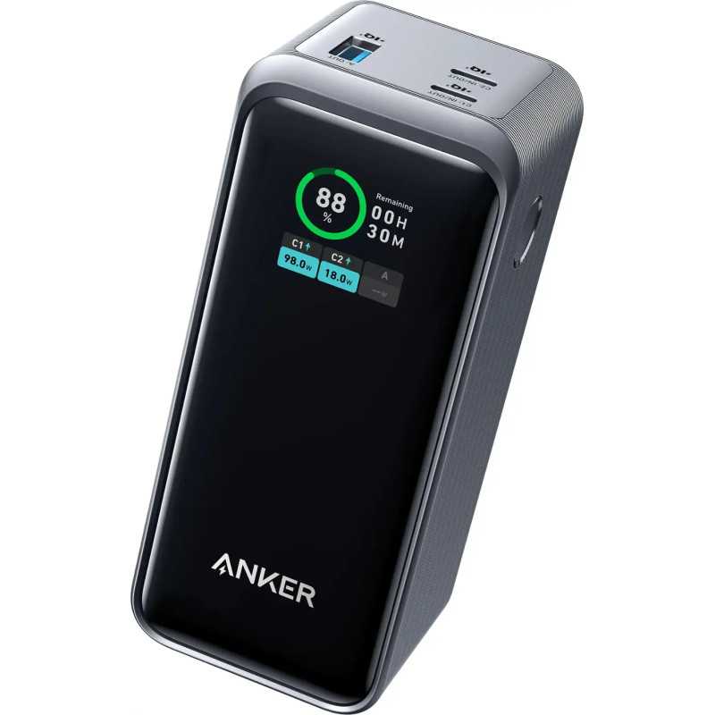 Anker - Power Bank (20000mAh, 200W, 3-Port) - Black